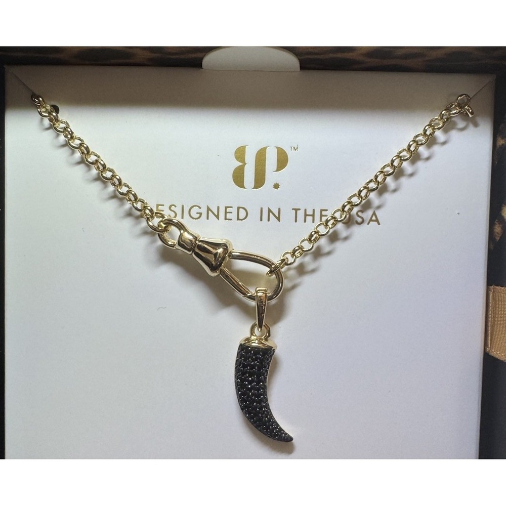 Bomb Party Untamed Necklace NK91299 Flawlessly Clawed Black Onyx Gold Hematite